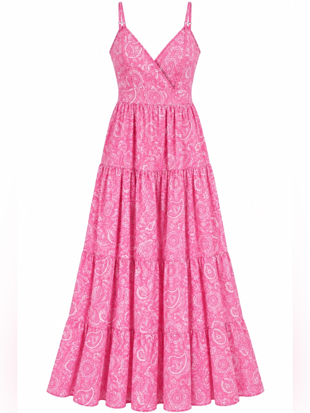 Pink Paisley Tiered Maxi Dress -  Women's